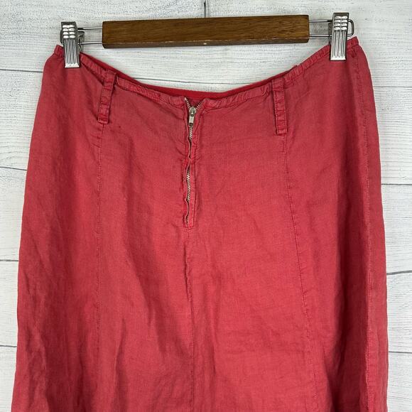 Puro Lino Womens Medium Linen Flax Skater Skirt Flaw Lagenlook Bohemian Pink - Picture 5 of 9